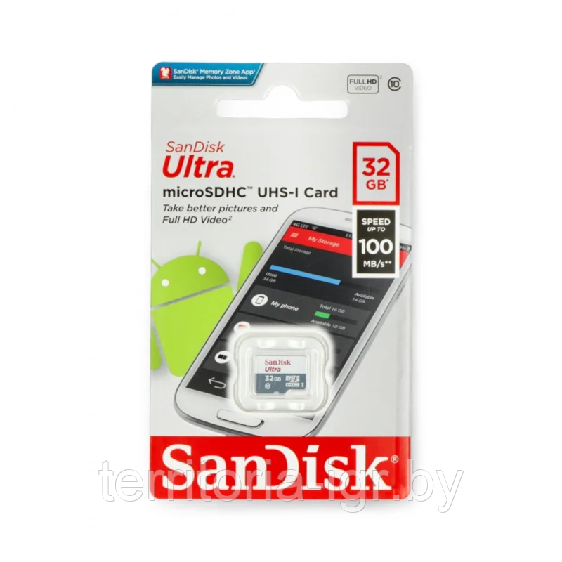 Original micro SDXC карта памяти SanDisk 32GB Class10 UHS-1 Ultra 100MB/s