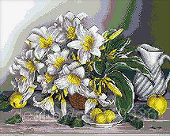 Набор Паутинка для изготовления картины со стразами арт.М264 Натюрморт с лилиями 50х40 см