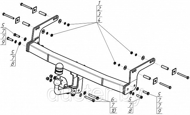 Фаркоп /оцинкованный крюк/ для Renault Duster 2021- MOTODOR - фото 3 - id-p159464021