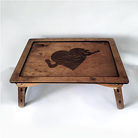 Деревянный столик для завтрака / ноутбука "Love is" №5 (цвет венге)