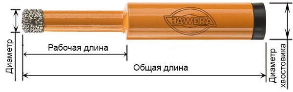 Алмазное сверло-коронка EasyCeramics для сухого сверления HAWERA 7 х 33 мм - фото 2 - id-p52105616