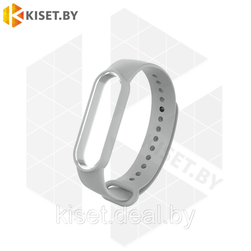 Силиконовый ремешок для Xiaomi Mi Band 5 / 6 серый - фото 1 - id-p159481408