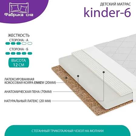 Матрас ортопедический беспружинный "Kinder-6", фото 2