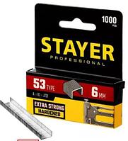 STAYER 6 мм скобы для степлера тонкие тип 53, 1000 шт