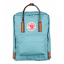 Рюкзак KANKEN (КАНКЕН) Fjallraven Classic Rainbow Небесно Голубой с радужными ручками