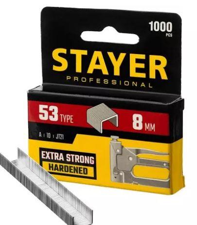 STAYER 8 мм скобы для степлера узкие тип 53, 1000 шт - фото 1 - id-p154888207