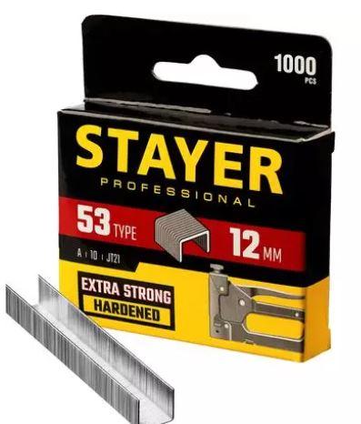 STAYER 12 мм скобы для степлера тонкие тип 53, 1000 шт - фото 1 - id-p154888209