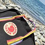 Рюкзак KANKEN(КАНКЕН) Fjallraven Classic Черный с радужными ручками, фото 5