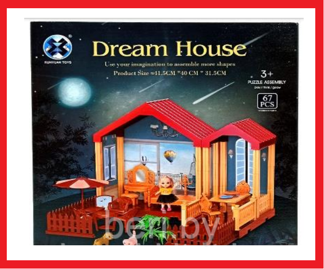556-21 Домик для куклы "Dream House" с мебелью, 67 элементов - фото 1 - id-p159545194