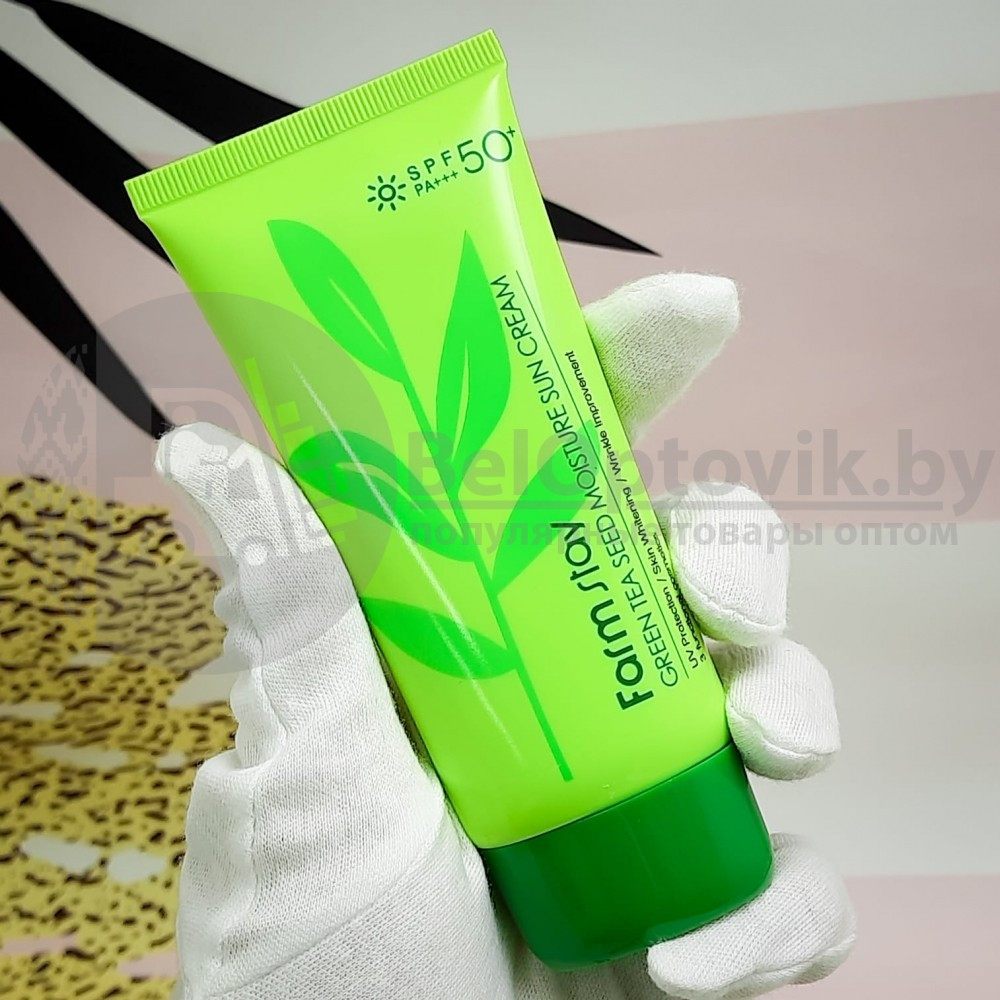 Солнцезащитный увлажняющий крем для кожи лица с семенами зелёного чая FarmStay Green Tea Seed Moisture Sun - фото 7 - id-p158768916
