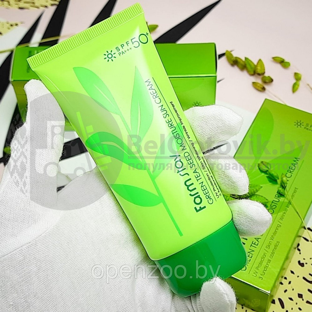 Солнцезащитный увлажняющий крем для кожи лица с семенами зелёного чая FarmStay Green Tea Seed Moisture Sun - фото 6 - id-p158767541