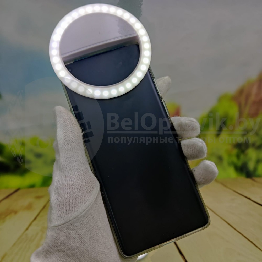 Кольцо для селфи (лампа подсветка) Selfie Ring Light, 2 батарейки ААА (в комплект не входят), 3 свет.режима - фото 7 - id-p93844850