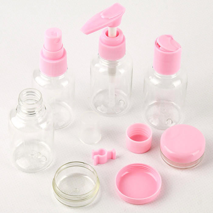 Бутылочки дорожные 35мл в наборе (4+2) шт, ассорти (белый или розовый цвет) - фото 1 - id-p159592984