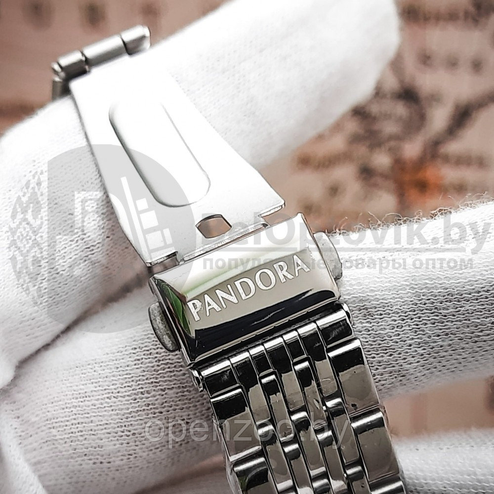 Комплект Pandora (Часы, кулон, браслет) Серебро с черным циферблатом - фото 3 - id-p159601797