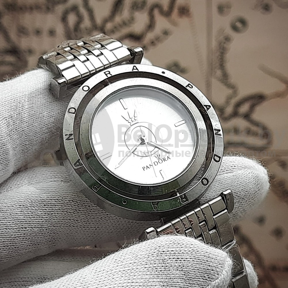 Комплект Pandora (Часы, кулон, браслет) Золото с черным циферблатом - фото 7 - id-p119132108