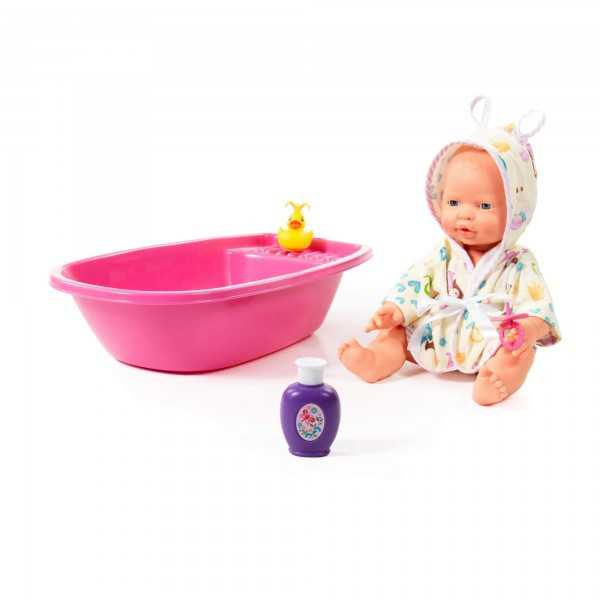 Детская игрушка Пупс "Весёлый" (35 см) с соской +ванночка и набор для купания (2 элемента) (в коробке) арт. - фото 1 - id-p159618955