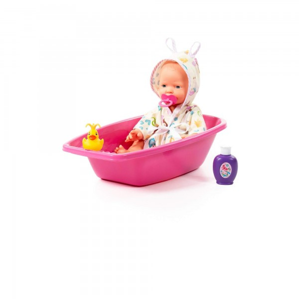 Детская игрушка Пупс "Весёлый" (35 см) с соской +ванночка и набор для купания (2 элемента) (в коробке) арт. - фото 2 - id-p159618955