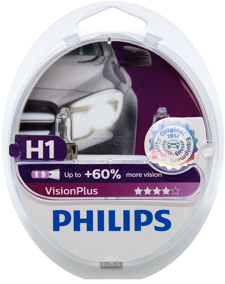 Автомобильная лампа H1 Philips VisionPlus +60% (комплект 2 шт) 12258VPS2