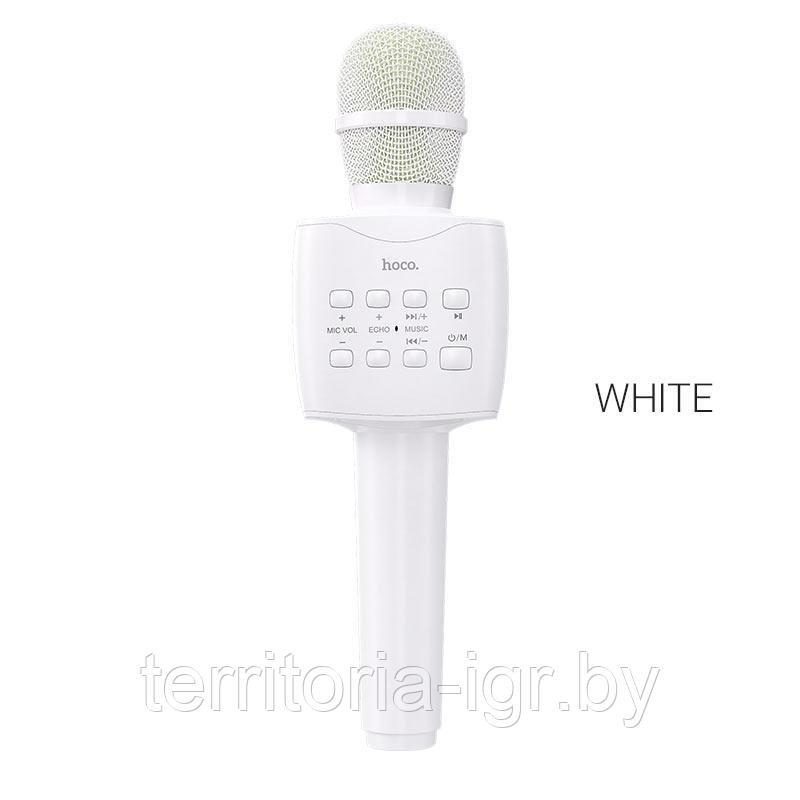Караоке-микрофон Bluetooth BK5 белый Hoco - фото 2 - id-p159622311