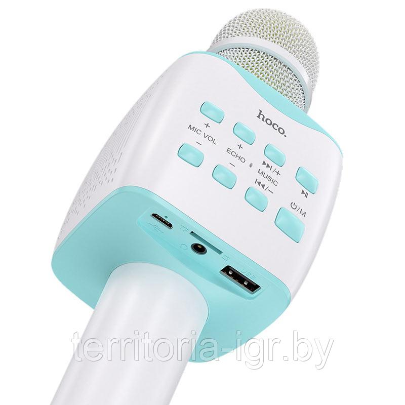 Караоке-микрофон Bluetooth BK5 белый Hoco - фото 3 - id-p159622311