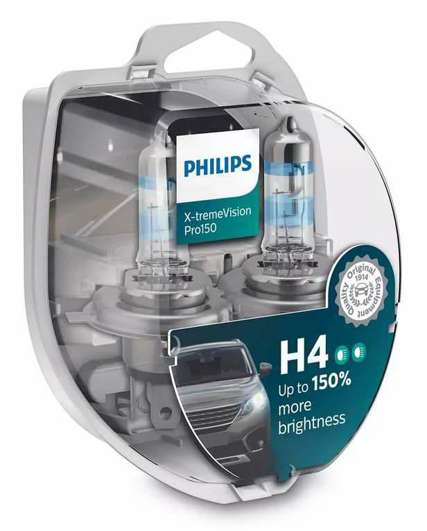 Автомобильная лампа H4 Philips X-tremeVision Pro150 (комплект 2шт) 12342XVP+S2 - фото 2 - id-p159631129