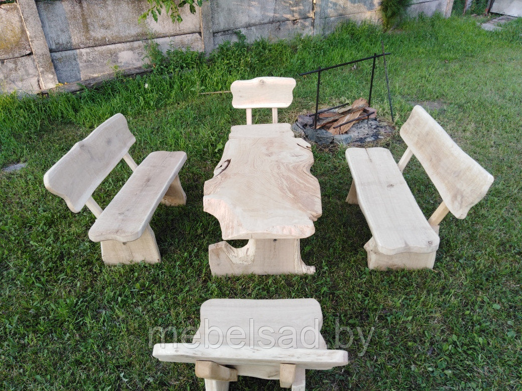Набор садовой и банной мебели из массива дуба "Заславский Люкс" 1,5 метра 5 предметов - фото 3 - id-p159631494