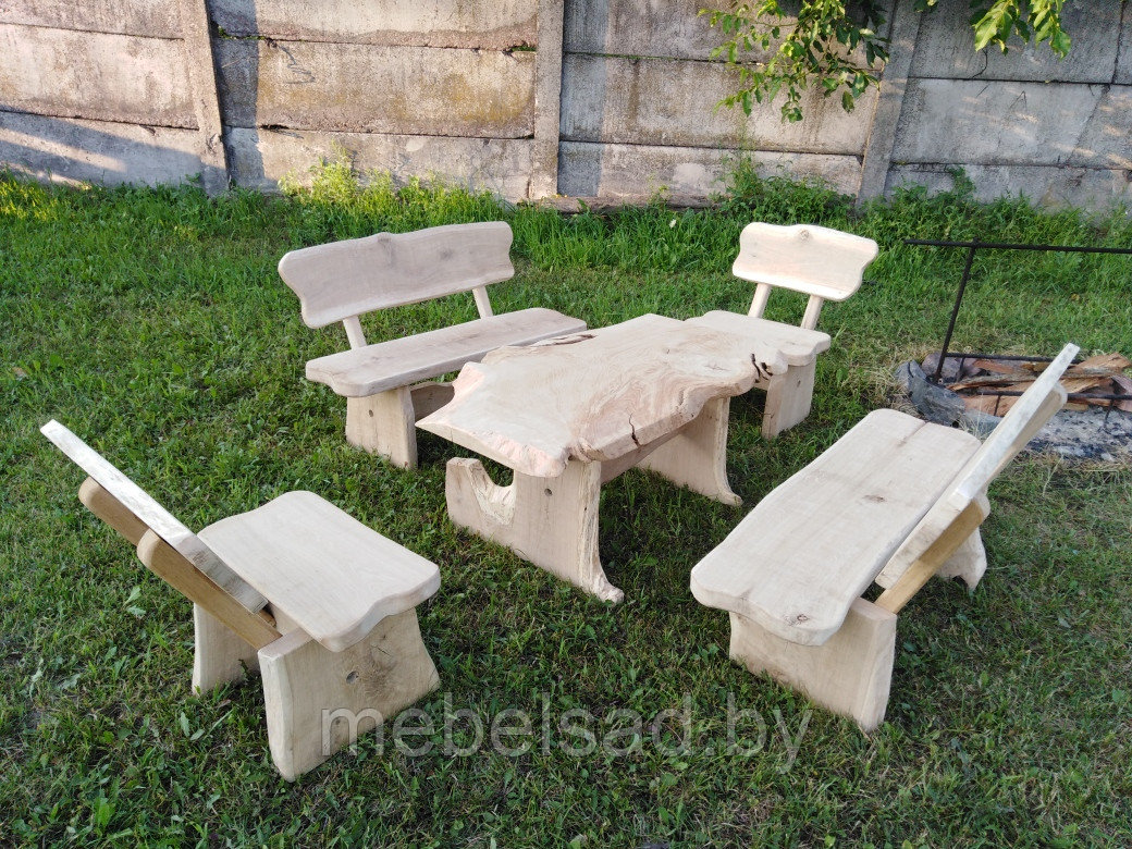 Набор садовой и банной мебели из массива дуба "Заславский Люкс" 1,5 метра 5 предметов