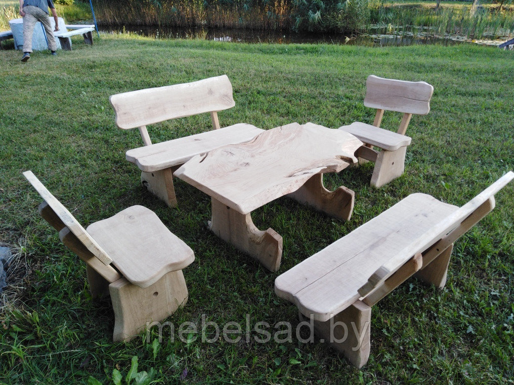 Набор садовой и банной мебели из массива дуба "Заславский Люкс" 1,5 метра 5 предметов - фото 4 - id-p159631494