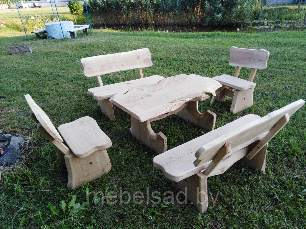 Набор садовой и банной мебели из массива дуба "Заславский Люкс" 1,8 метра 5 предметов - фото 2 - id-p159632511