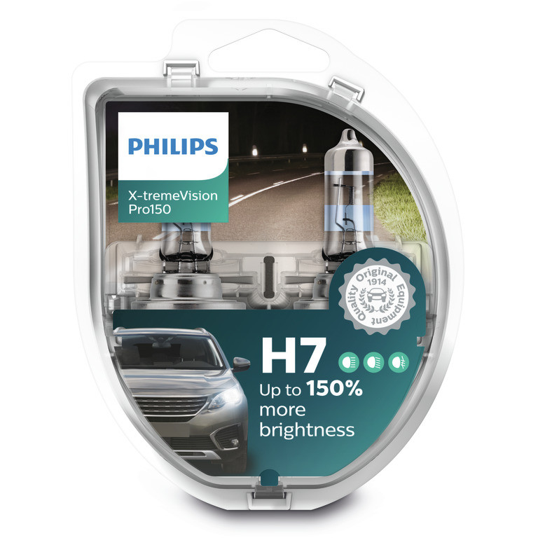 Автомобильная лампа H7 Philips X-treme Vision Pro150 (+150%) 12972XVPS2 (комплект 2 шт)