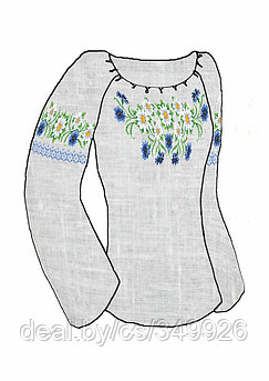 Набор для вышивания женской рубашки КАРОЛИНКА арт. КБСН(лен)-11 Полевые цветы 48-54 размер