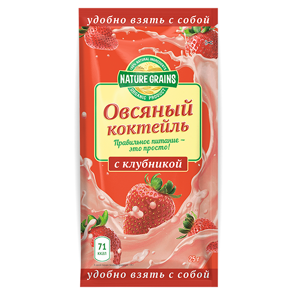 Коктейль овсяный с клубникой "Nature Grains" (Компас Здоровья), 25 г