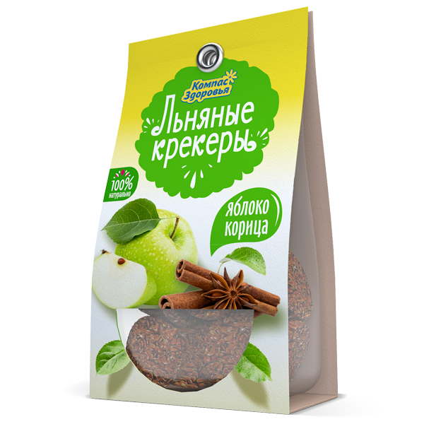 Льняные крекеры с яблоком и корицей "Компас здоровья", 50 г