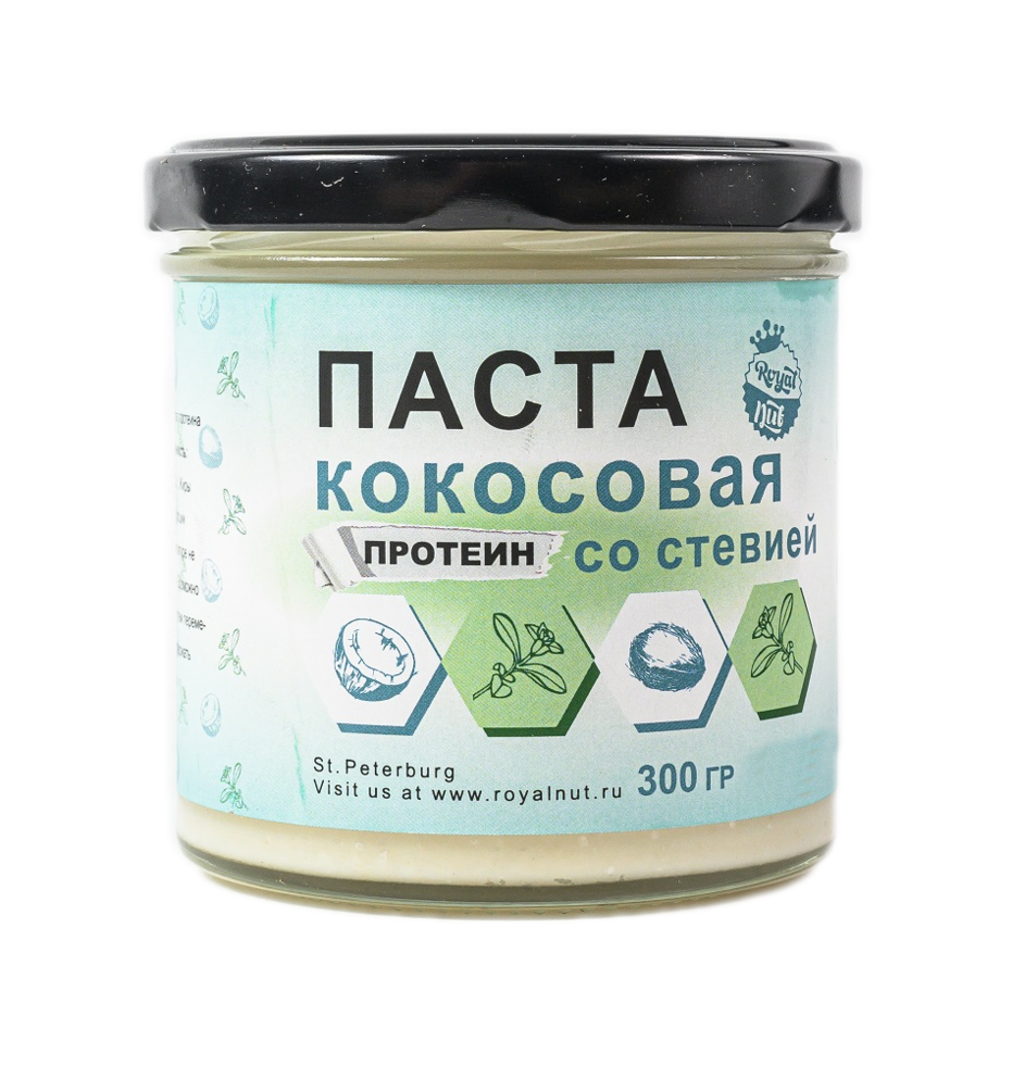 Кокосовая паста "Роял Нат" (веганский протеин, стевия), 300 г