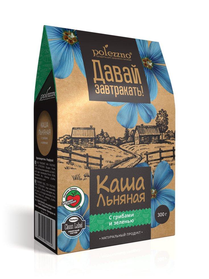 Каша льняная "С грибами и зеленью" Полеззно, 300 г