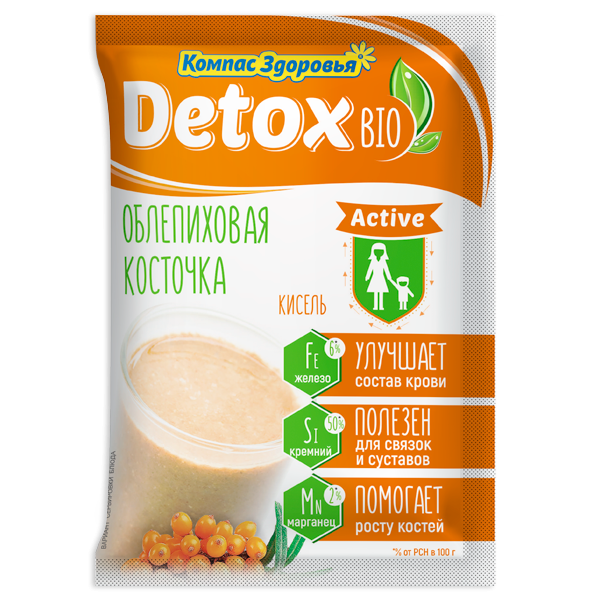 Кисель detox bio ACTIVE облепиховая косточка "Компас здоровья", 25 г