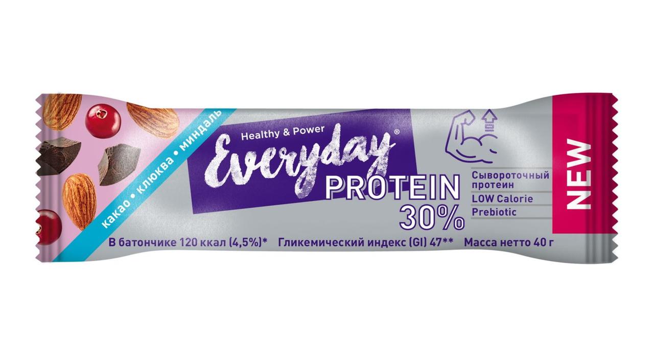Протеиновый батончик Everyday 30% Protein какао, миндаль, клюква, 40 г