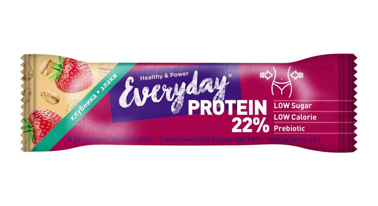 Протеиновый батончик Everyday 22% Protein клубника со злаками, 40 г