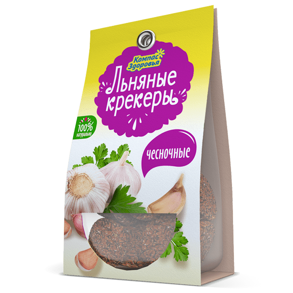 Льняные крекеры с чесноком "Компас здоровья", 50 г