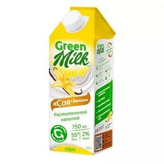 Растительный напиток "Соя+ваниль" Green Milk, 750 мл.