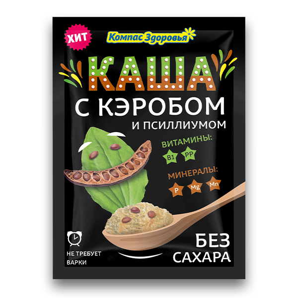 Каша овсяная с кэробом и псиллиумом "Компас Здоровья", 27 г