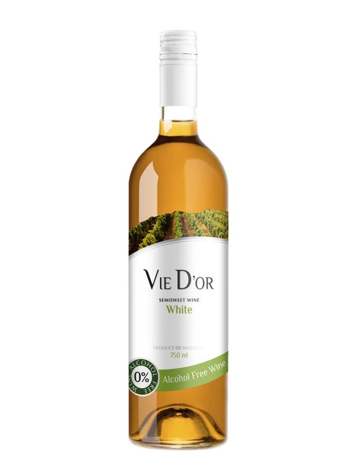 Вино виноградное Vie Dor безалкогольное белое полусладкое, 0,75 л