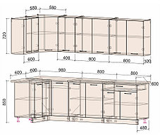 Угловая кухня Мила Лайт 1.2х2,6  много цветов, размеров и комбинаций! фабрика Интерлиния, фото 2