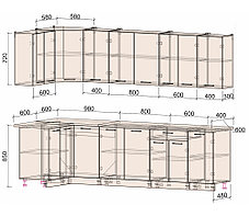 Угловая кухня Мила Лайт 1.2х2,8  много цветов, размеров и комбинаций! фабрика Интерлиния, фото 2