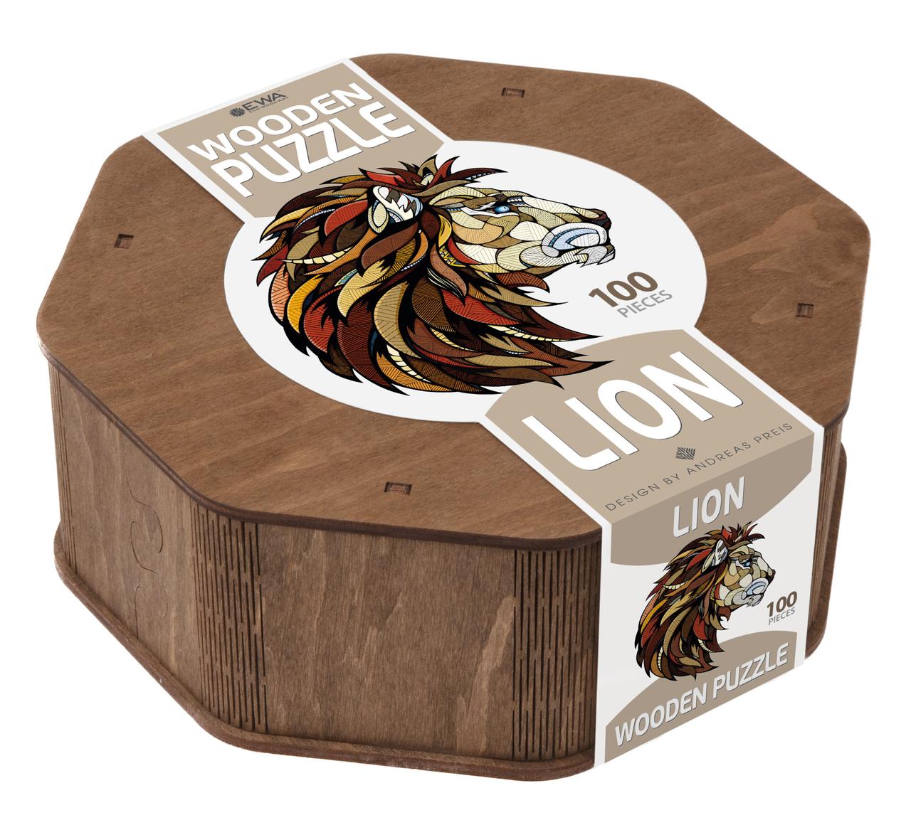 Деревянный пазл «Лев» в картонной упаковке - фото 5 - id-p159708838