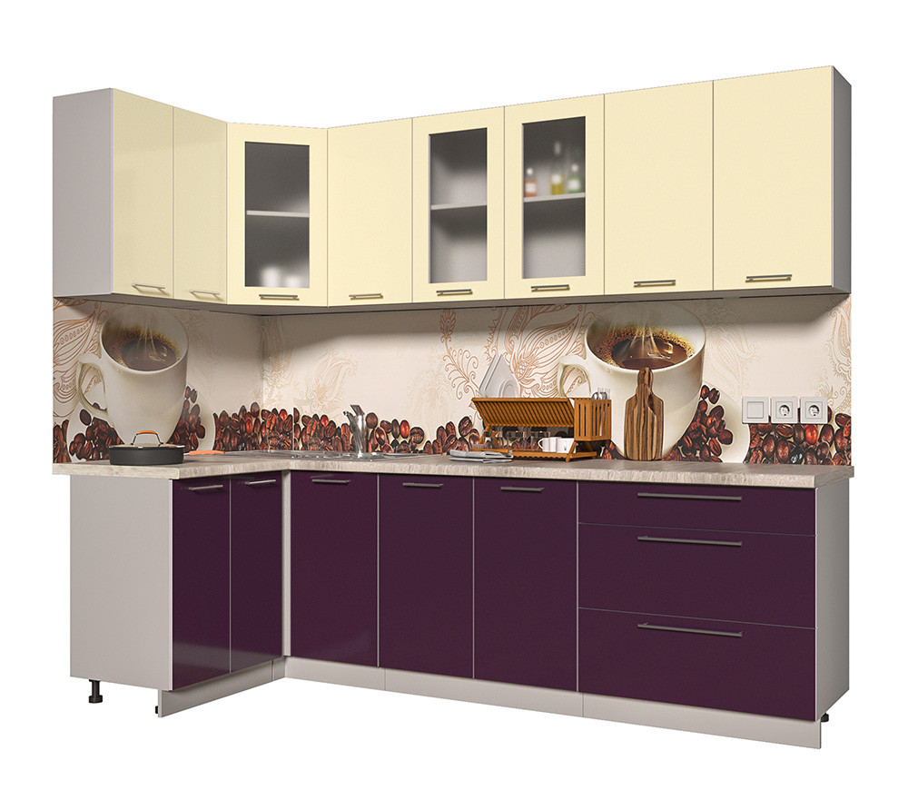 Угловая кухня Мила Пластик 1,2х2,6 - много цветов и размеров от 1,2х1,2 до 3,2 м !) фабрика Интерлиния - фото 1 - id-p159763385