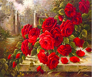 Алмазная вышивка "Красные розы" 30х20 см