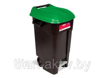 Контейнер для мусора пластик. 120л с педалью (зелен. крышка) TAYG