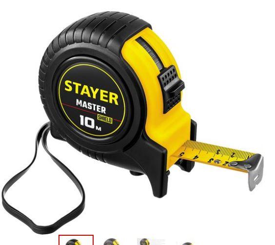 Рулетка STAYER "STANDARD" "TopTape", обрезиненный корпус, 10х25мм