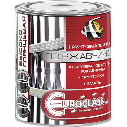 Грунт-эмаль 3 в 1 по ржавчине EUROCLASS красная 0.9 кг, фото 2